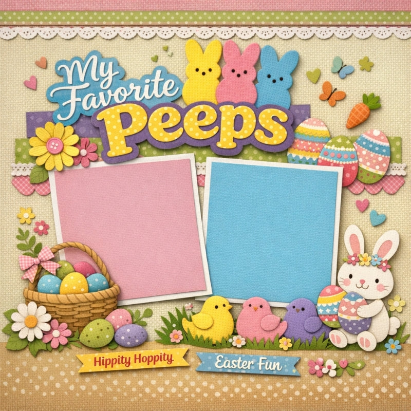 My Favorite Peeps-Premade Scrapbook Page