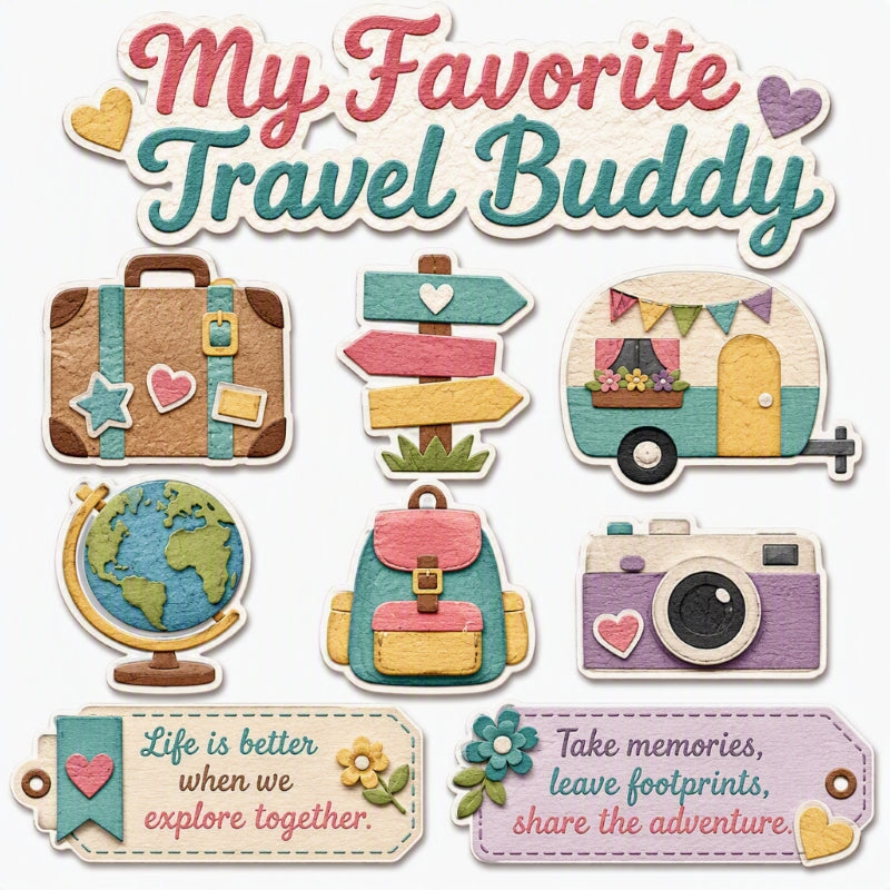 My Favorite Travel Buddy-Premade Cutout Set