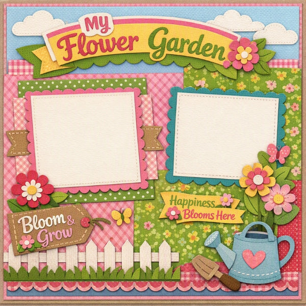 My Flower Garden-Premade Scrapbook Page