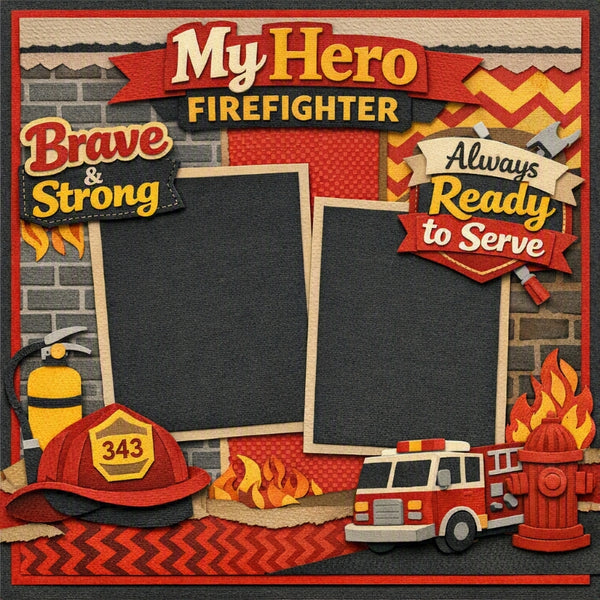 My Hero Firefighter-Premade Scrapbook Page