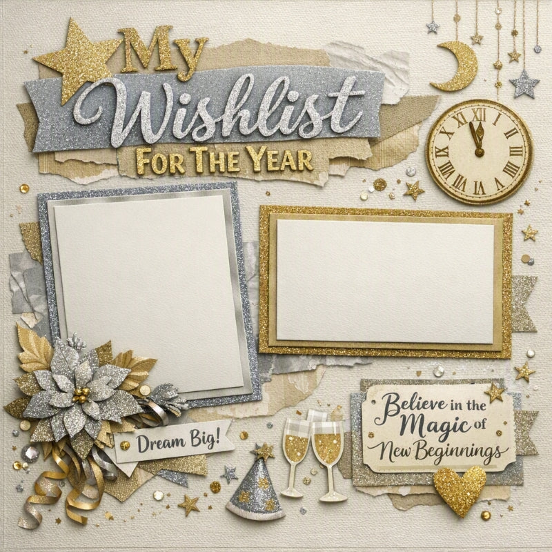 My Wishlist For The Year-Premade Scrapbook Page