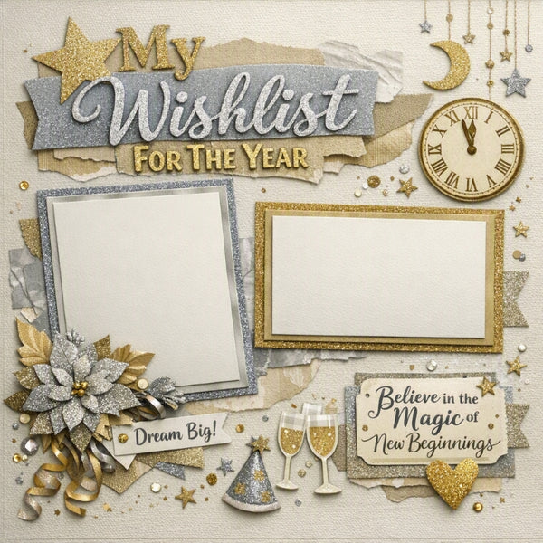 My Wishlist For The Year-Premade Scrapbook Page