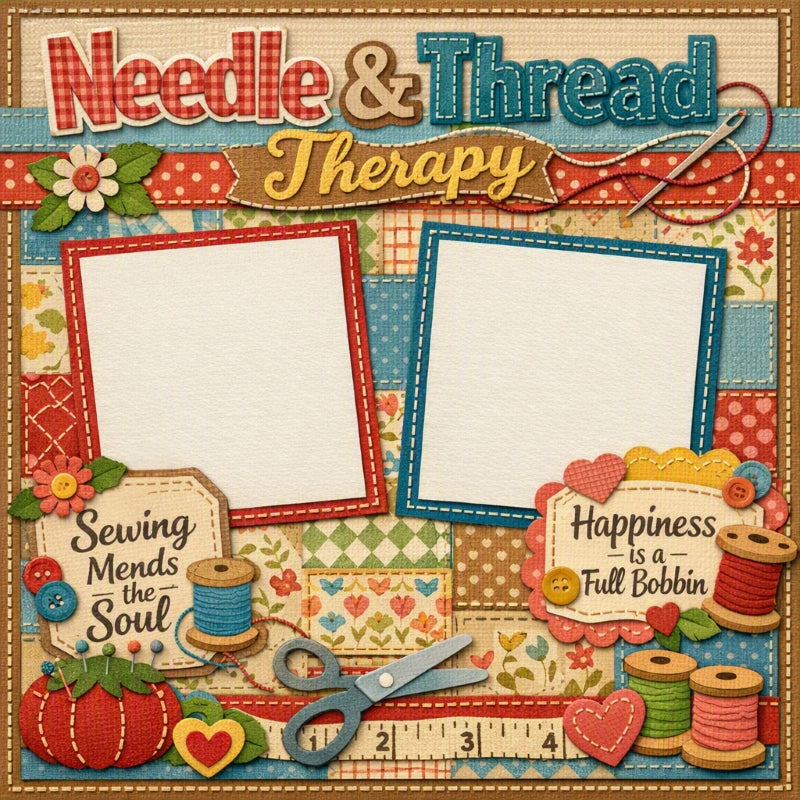 Needle & Thread Therapy-Premade Scrapbook Page