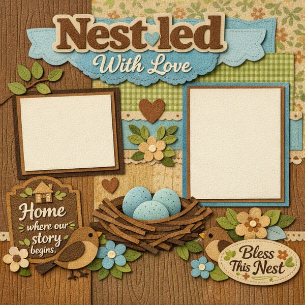 Nestled With Love-Premade Scrapbook Page