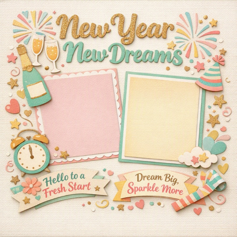 New Year New Dreams-Premade Scrapbook Page