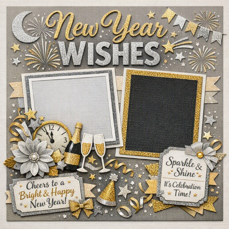 New Year Wishes-Premade Scrapbook Page