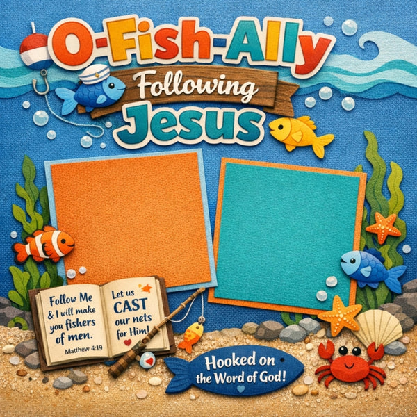 O-Fish-Ally Following Jesus-Premade Scrapbook Page