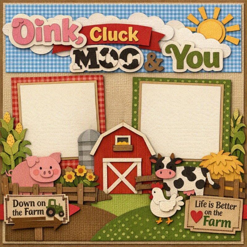 Oink, Cluck, Moo & You-Premade Scrapbook Page