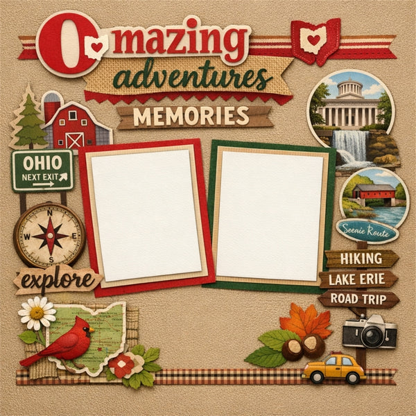 Omazing adventures-Premade Scrapbook Page