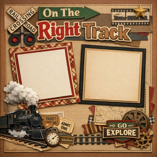On The Right Track-Premade Scrapbook Page