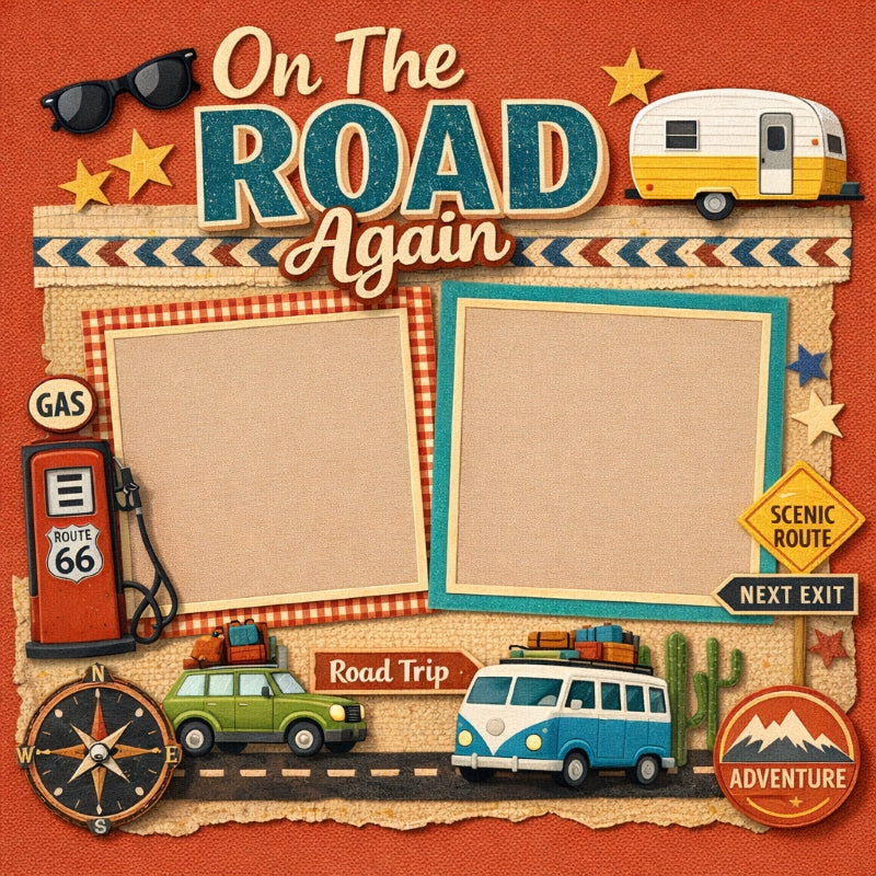 On The Road Again-Premade Scrapbook Page
