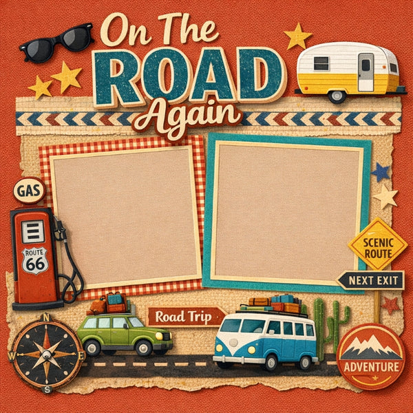 On The Road Again-Premade Scrapbook Page