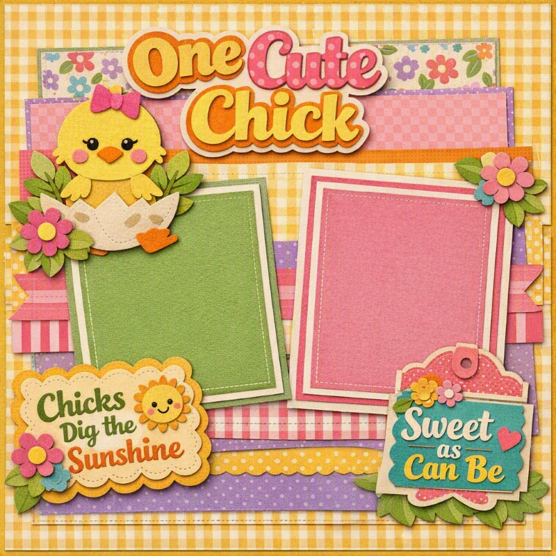 One Cute Chick-Premade Scrapbook Page