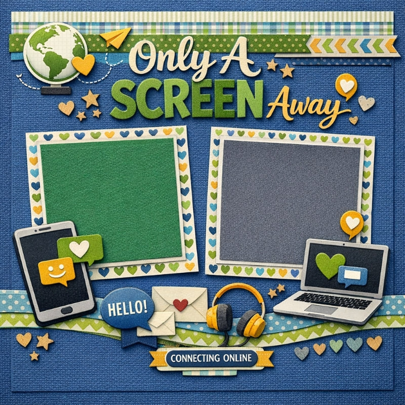 Only A Screen Away-Premade Scrapbook Page