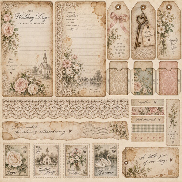 Our Wedding Day-Premade Junk Journal Page