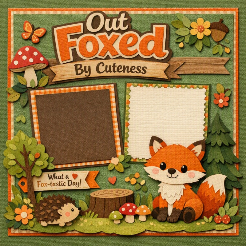 Out Foxed By Cuteness-Premade Scrapbook Page