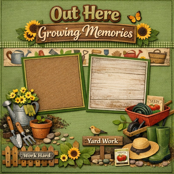 Out Here Growing Memories-Premade Scrapbook Page