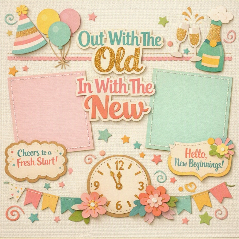 Out With The Old In New With The New-Premade Scrapbook Page