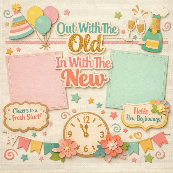Out With The Old In New With The New-Premade Scrapbook Page