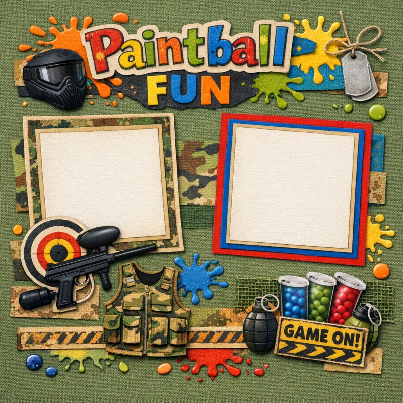 Paintball Fun-Premade Scrapbook Page