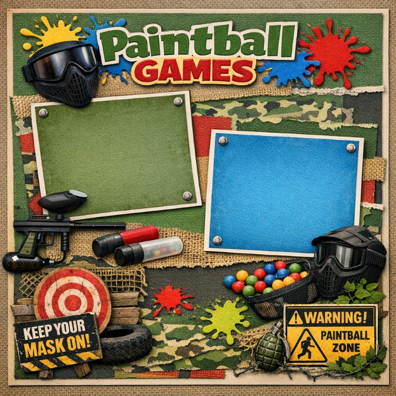 Paintball Games-Premade Scrapbook Page