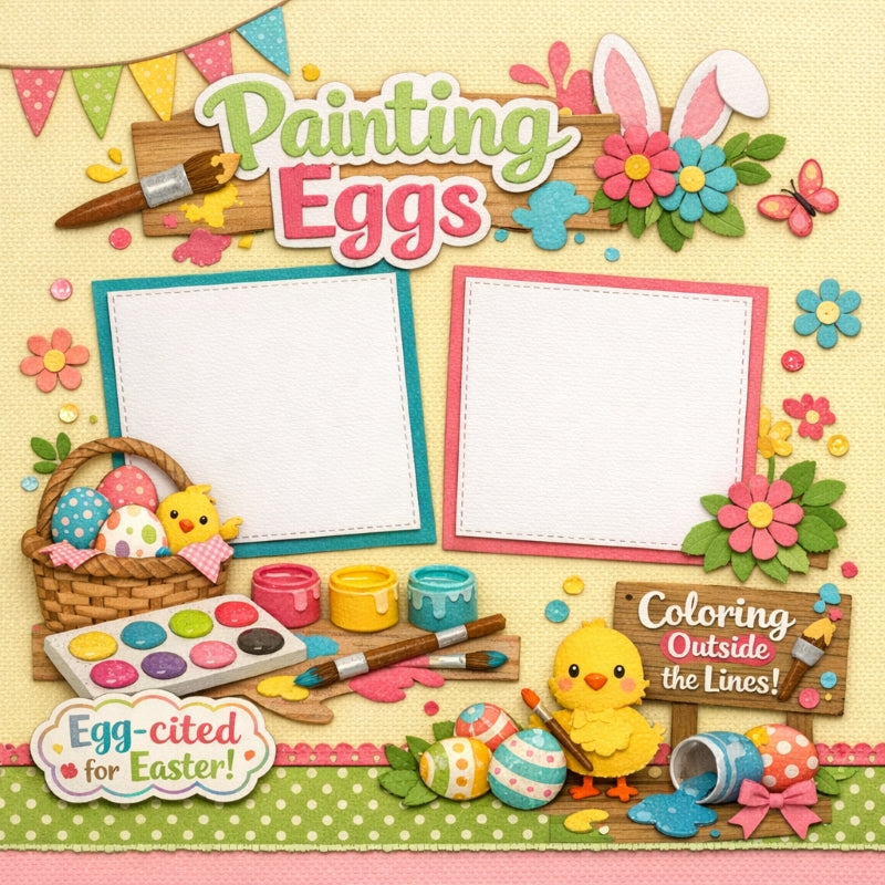 Painting Eggs-Premade Scrapbook Page