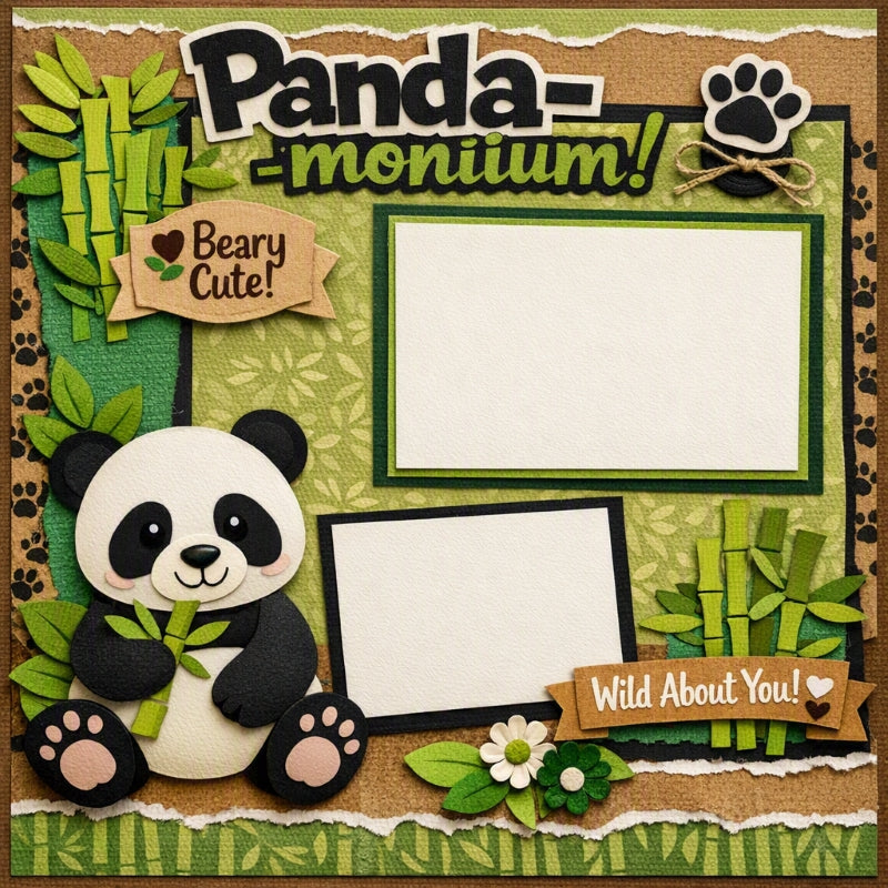 Panda-Moniium!-Premade Scrapbook Page