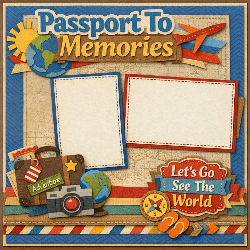 Passport To Memories-Premade Scrapbook Page