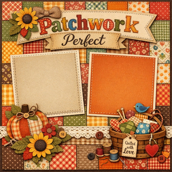 Patchwork Perfect-Premade Scrapbook Page