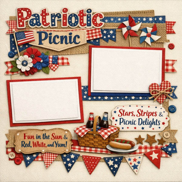 Patriotic Picnic-Premade Scrapbook Page