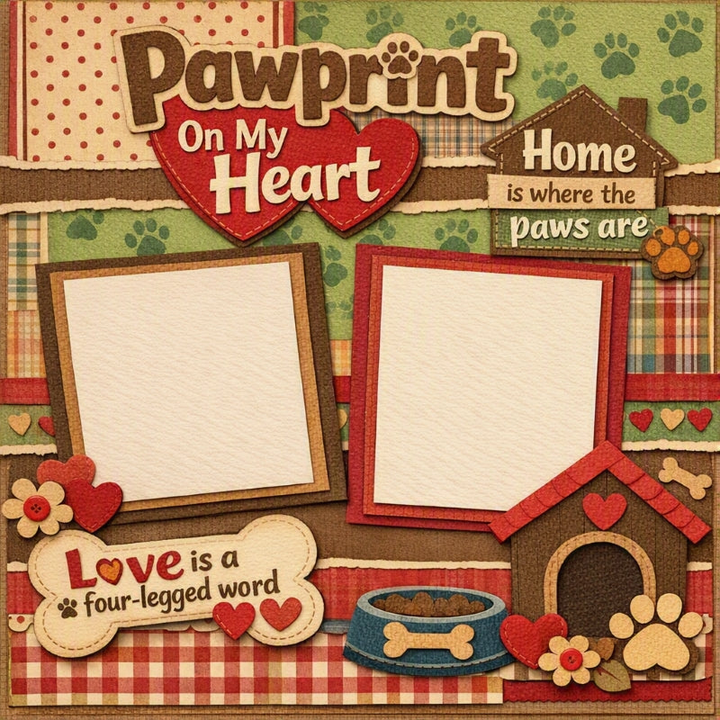 Pawprint On My Heart-Premade Scrapbook Page