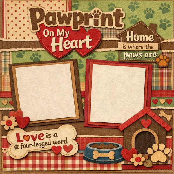 Pawprint On My Heart-Premade Scrapbook Page