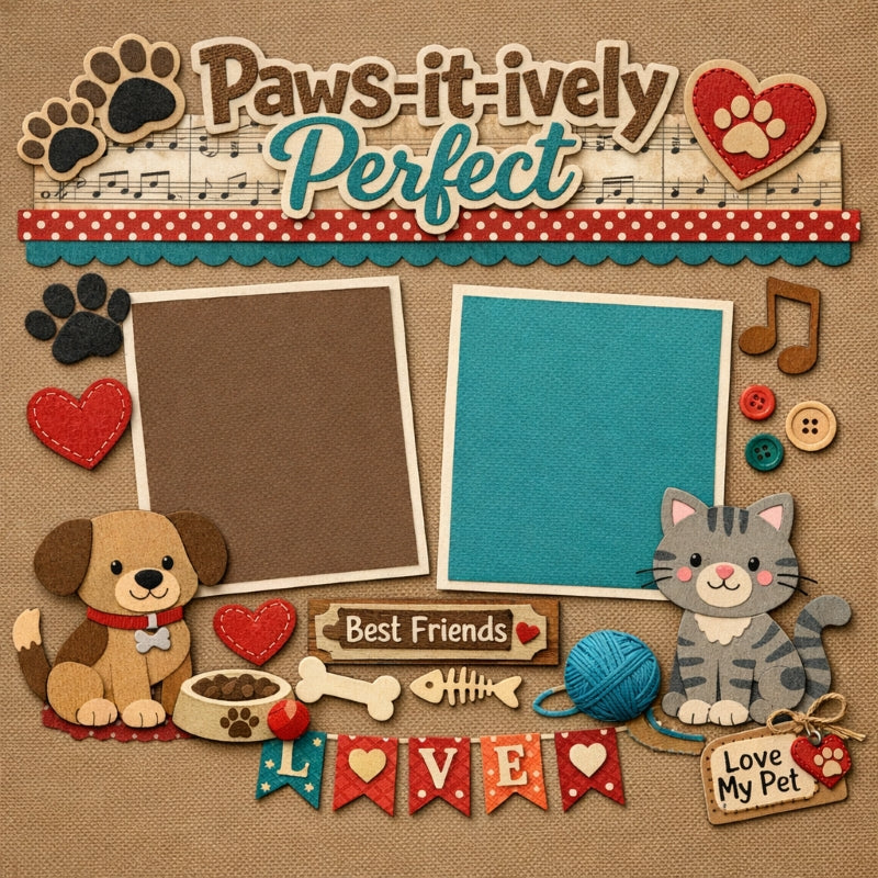 Paws-it-ively Perfect-Premade Scrapbook Page