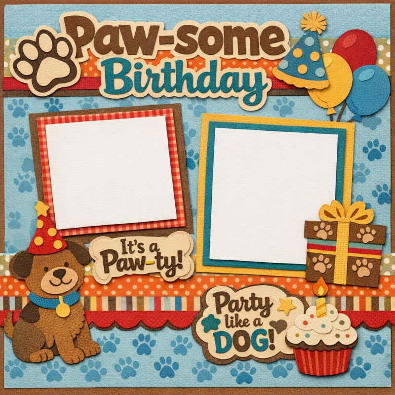 Paw-some Birthday-Premade Scrapbook Page