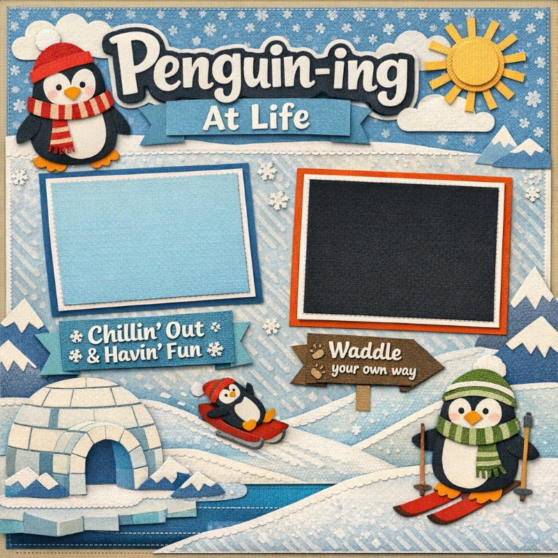 Penguin-ing At Life-Premade Scrapbook Page