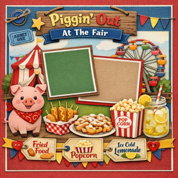 Piggin' Out At The Fair-Premade Scrapbook Page