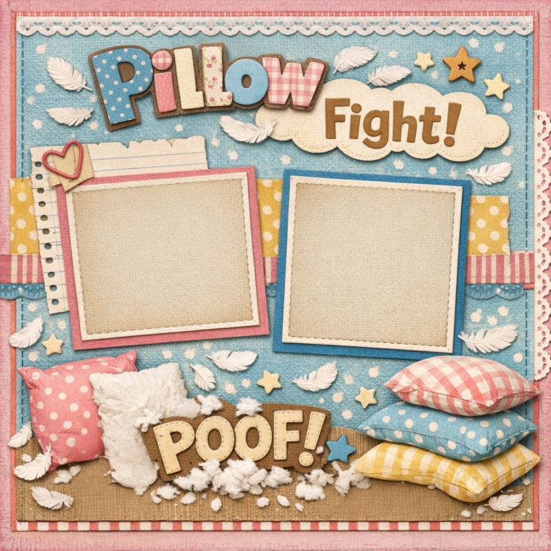 Pillow Fight!-Premade Scrapbook Page
