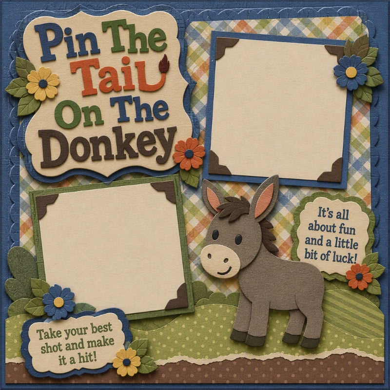 Pin The Tail On The Donkey-Premade Scrapbook Page