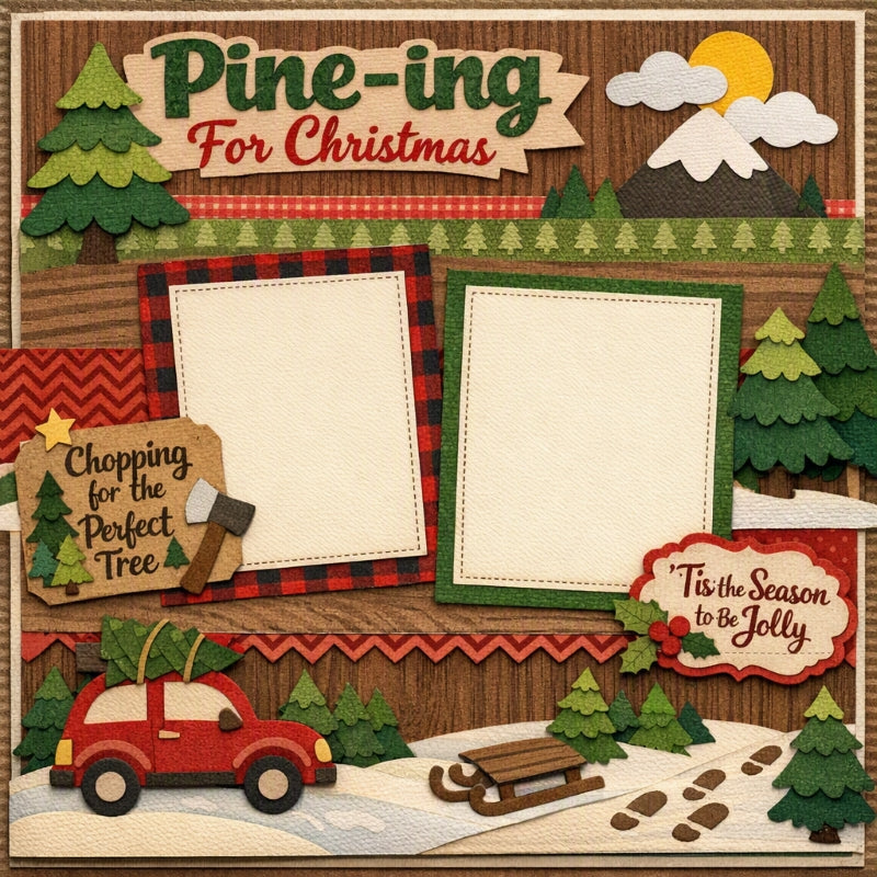 Pine-ing For Christmas-Premade Scrapbook Page