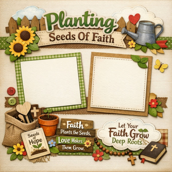 Planting Seeds Of Faith-Premade Scrapbook Page