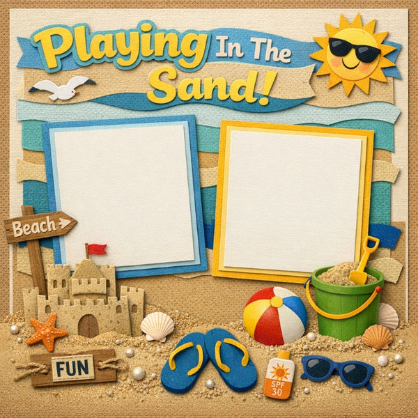 Playing In The Sand!-Premade Scrapbook Page