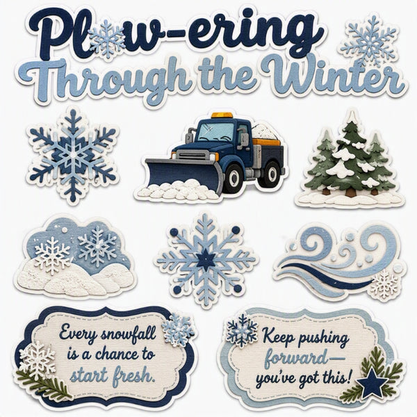 Plow-ering Through the Winter-Premade Cutout Set