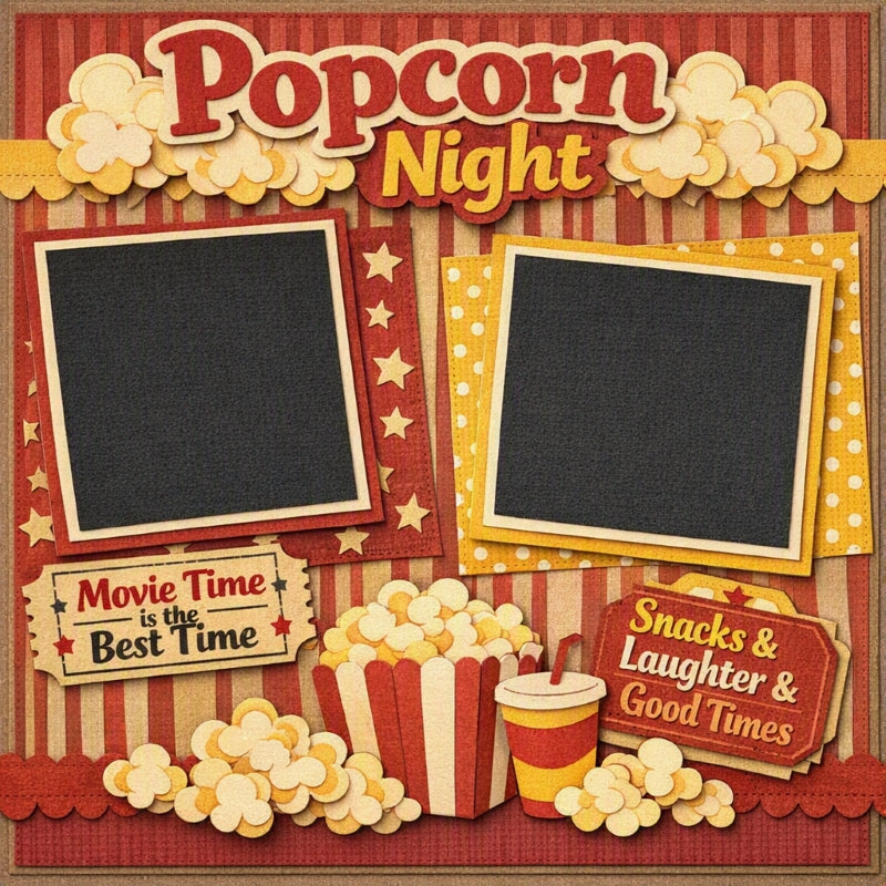 Popcorn Night-Premade Scrapbook Page