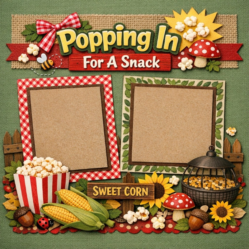 Popping In For A Snack-Premade Scrapbook Page