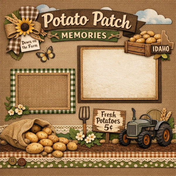 Potato Patch Memories-Premade Scrapbook Page