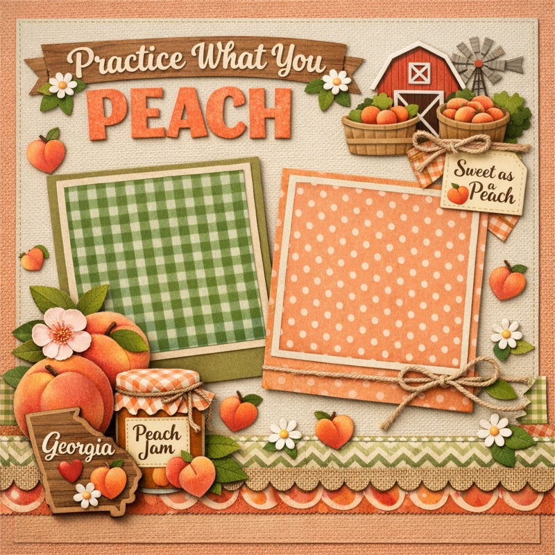 Practice What You Peach-Premade Scrapbook Page