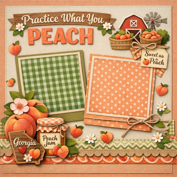 Practice What You Peach-Premade Scrapbook Page