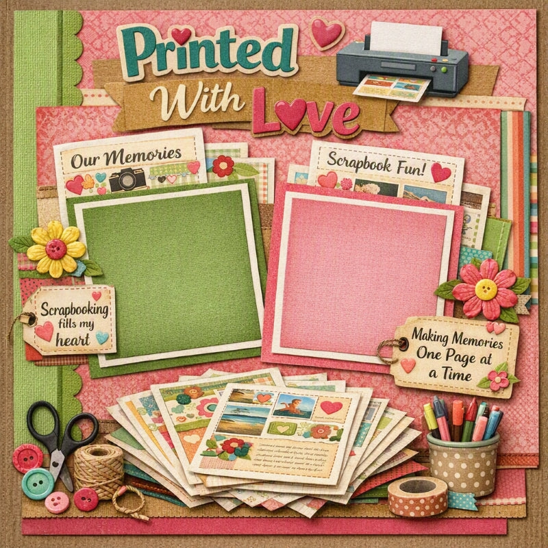 Printed With Love-Premade Scrapbook Page