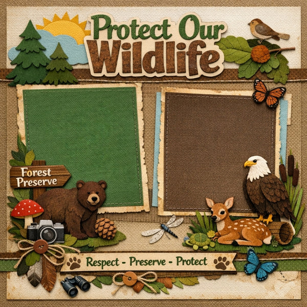 Protect Our Wildlife-Premade Scrapbook Page