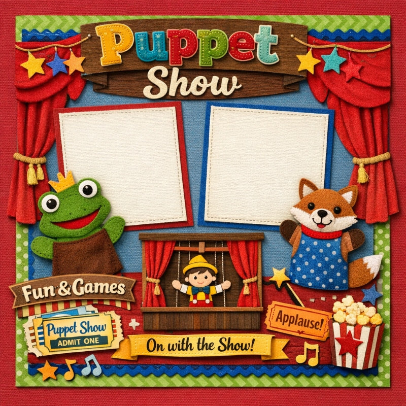Puppet Show-Premade Scrapbook Page